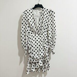 Fashion Nova Spotted At Brunch Polka Dot Mini Dress - White/Black Size Small NWT